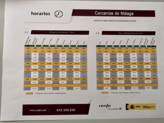 Nuevos horarios de la línea Málaga-Álora a partir de este viernes