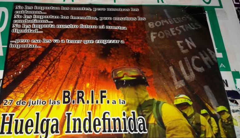 Cartel en Zaragoza de la huelga indefinida de las BRIF