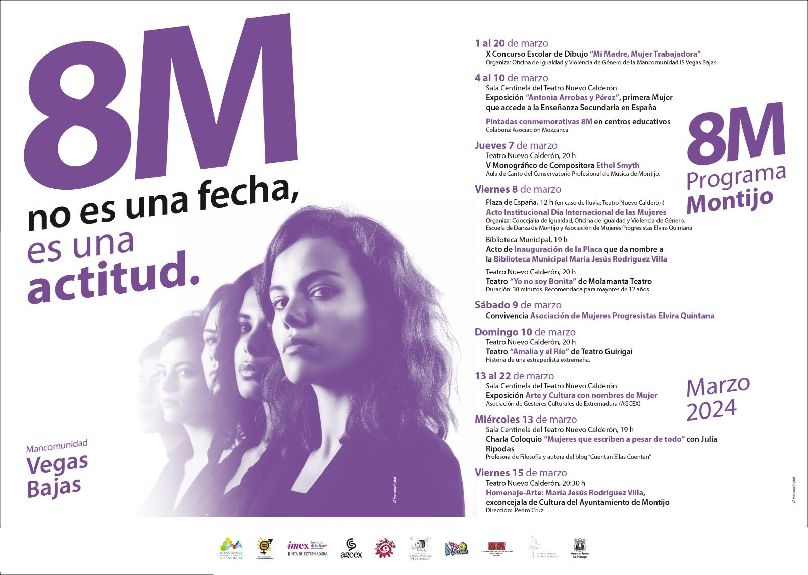 Cartel de actos 8M en Montijo
