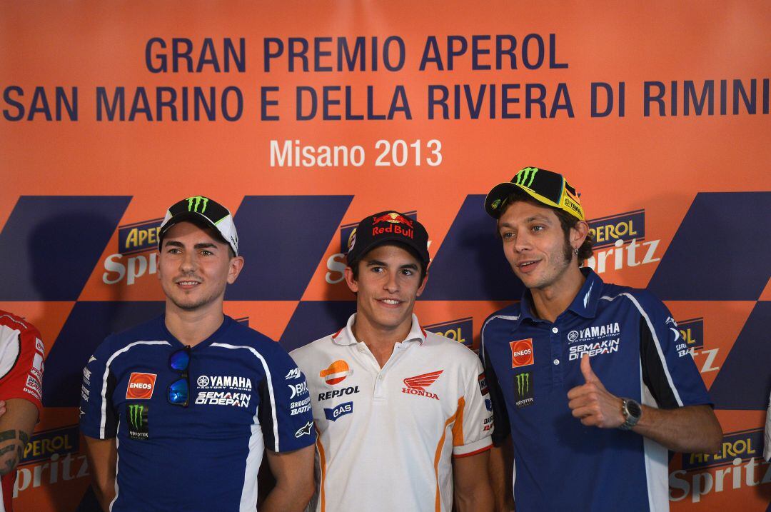 Lorenzo, Márquez y Rossi, en la primera temporada de Márquez en Moto GP