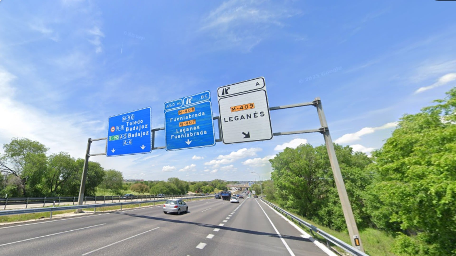 La carretera M-50 a la altura de la m-409