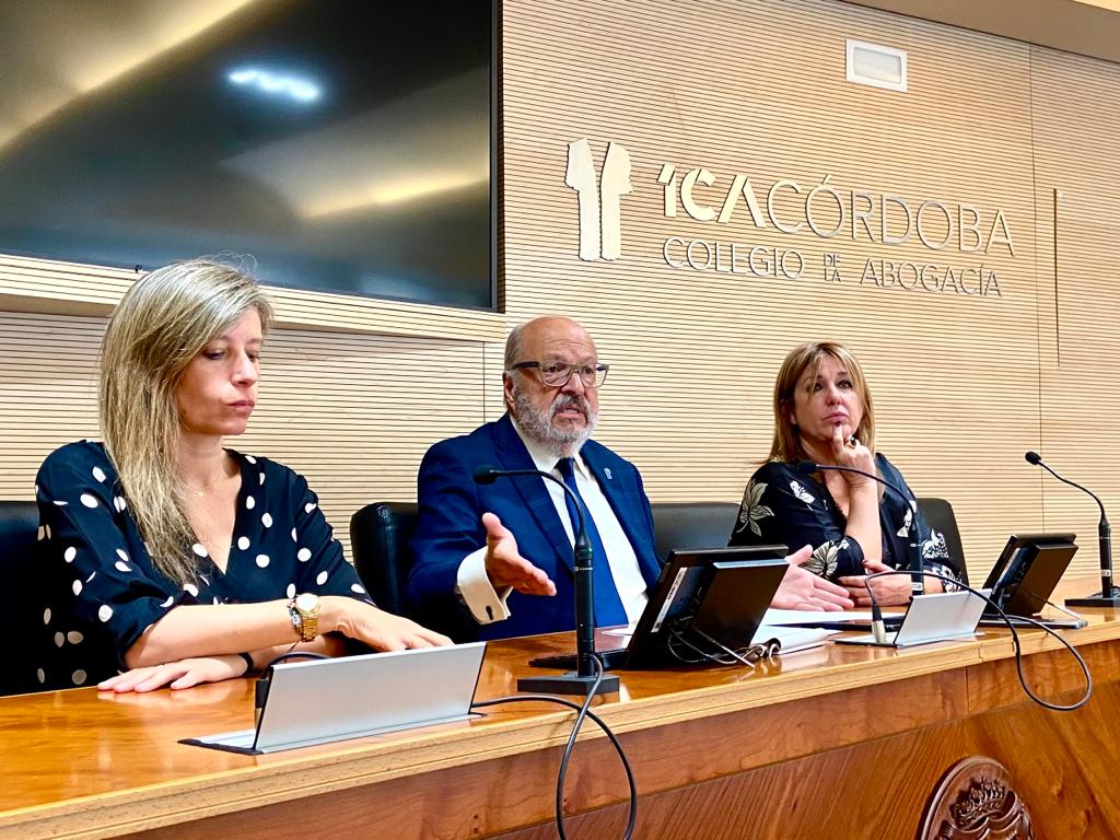 El decano del Colegio de la Abogacía de Córdoba, Carlos Arias, durante una rueda de prensa