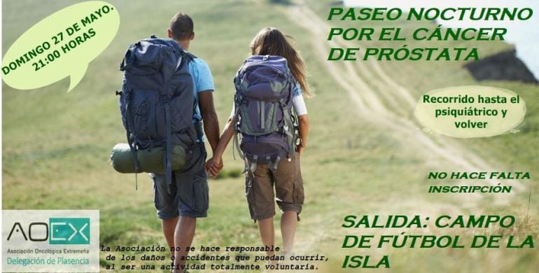 Cartel del paseo contra el cáncer de próstata de AOEX Plasencia