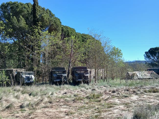 Ejercicio militar en Las Baldorrias en Barbastro
