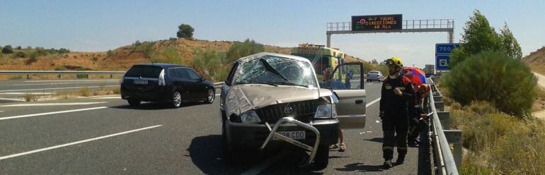 Estado en el que ha quedado el todoterreno tras el accidente.