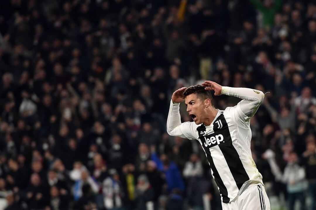 Cristiano Ronaldo celebra uno de sus tres goles frente al Atlético