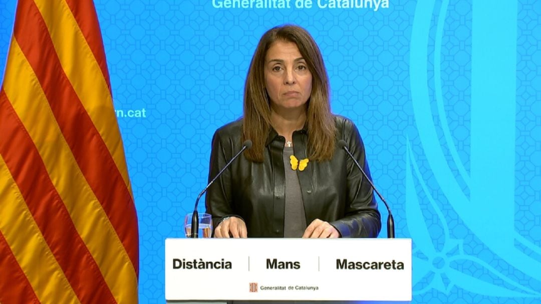 Meritxell Budó, la portaveu del govern de la Generalitat, a la roda de premsa sobre el pla de desescalada català.