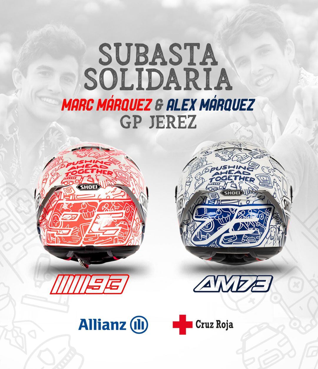 Los hermanos Márquez subastarán los cascos que utilizarán en Jerez