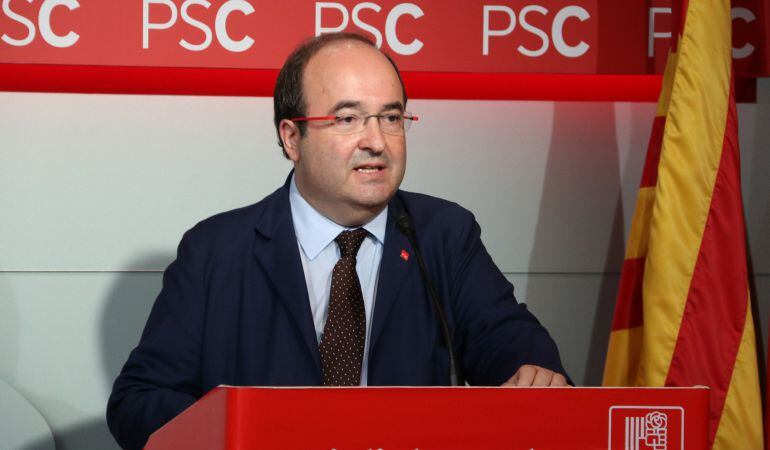 Miquel Iceta durante una rueda de prensa en la sede del PSC el pasado lunes