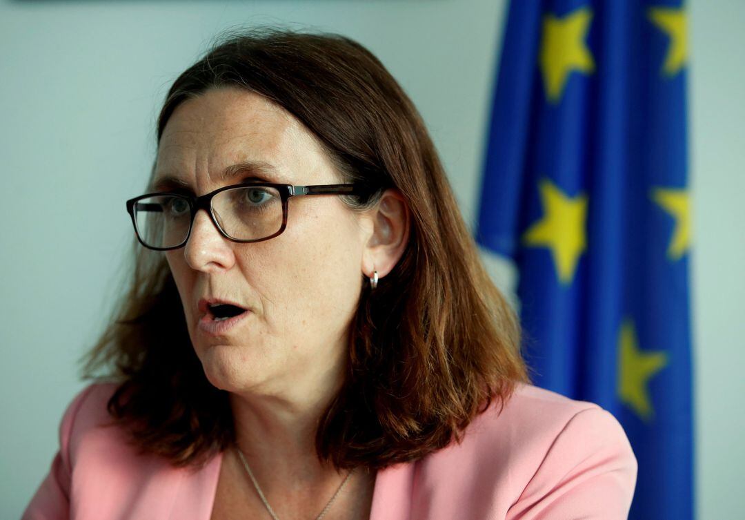 Cecilia Malmstrom en una entrevista con Reuters