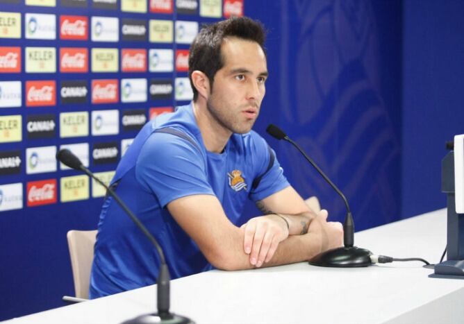 Bravo, en un momento de su comparecencia en la sala de prensa de Zubieta.