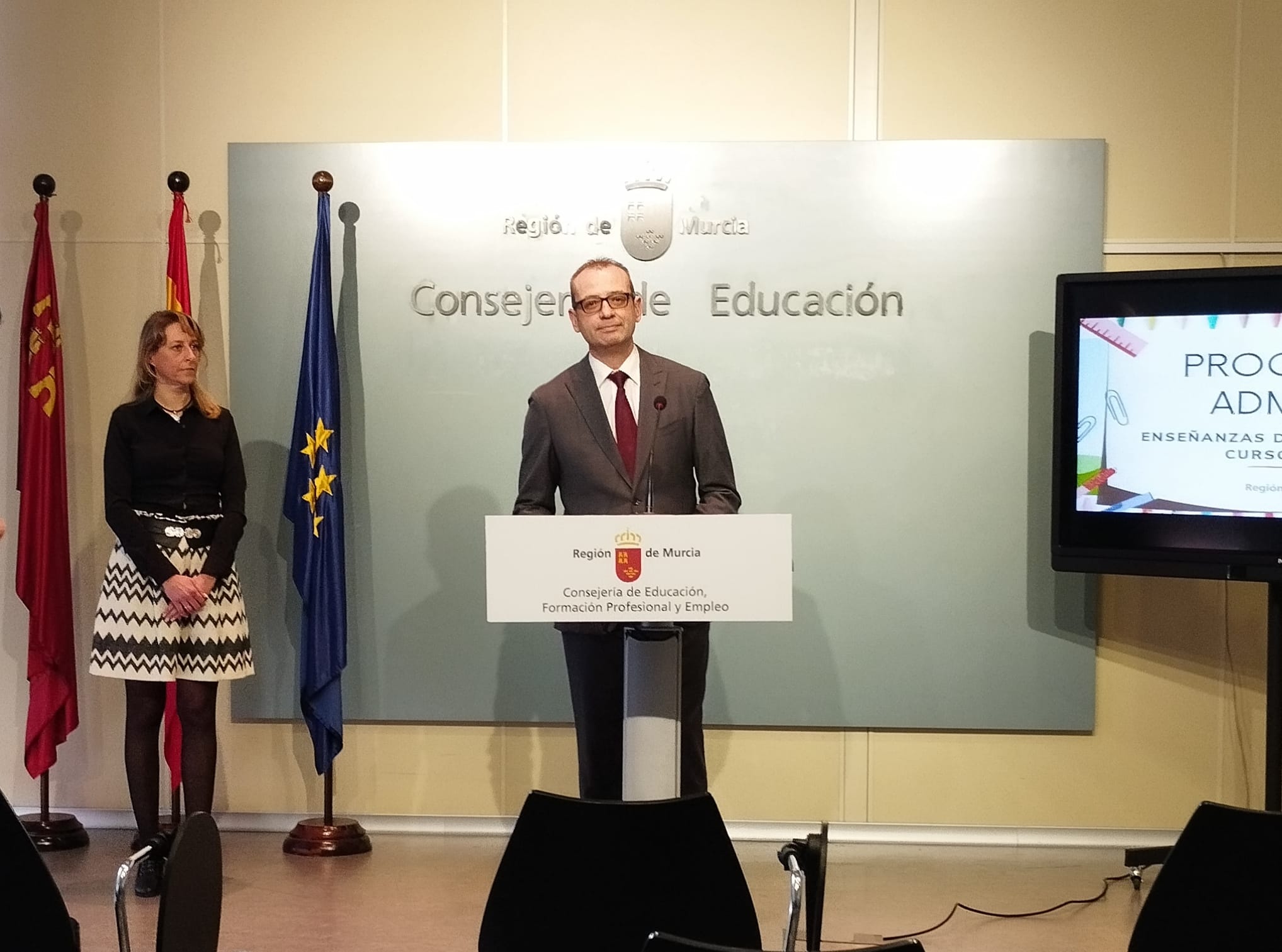 El consejero de Educación, Víctor Marín, este miércoles en rueda de prensa