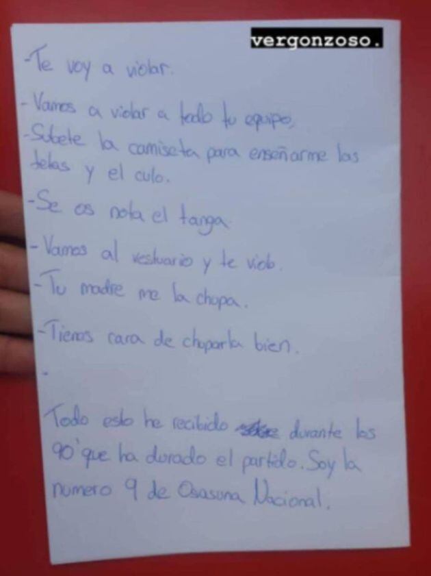 El mensaje que recibió la jugadora de Osasuna