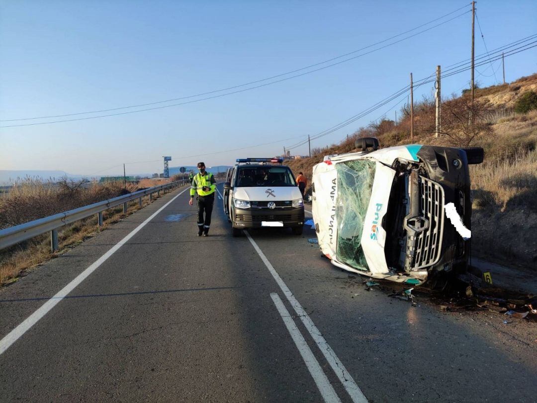 Accidente en la A-1234, en Belver de Cinca, en la provincia de Huesca, primero de 2022 en las carreteras aragonesas 