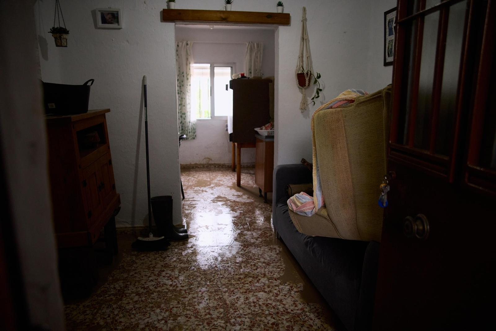 Una de las viviendas afectadas por las inundaciones tras el desbordamiento del río Guadalete