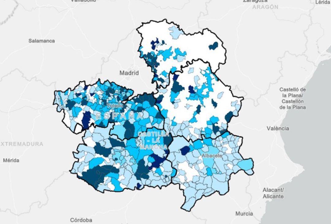 Mapa de casos por cada 100.000 habitantes en la semana entre el 19 y el 25 de abril 