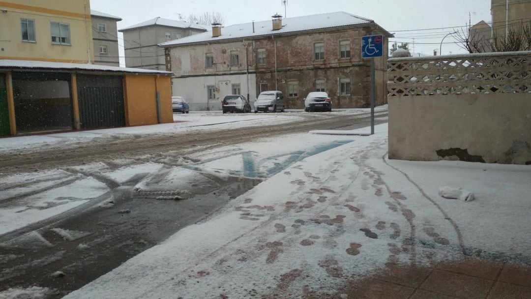 Imagen de la nieve caída hoy en Reinosa.