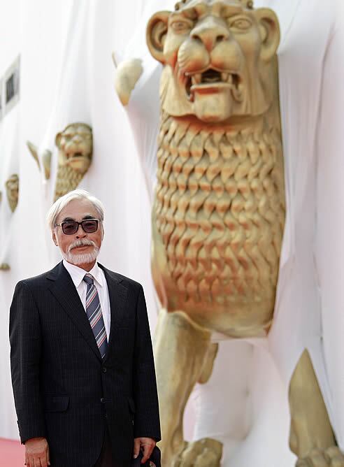 El director japonés Hayao Miyazaki en la Mostra de Venecia donde compite por el León de Oro con su película &quot;Gake no Ue no Ponyo&quot;