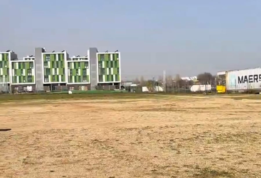 Estado del campo de béisbol de Parla, con evidente falta de mantenimiento