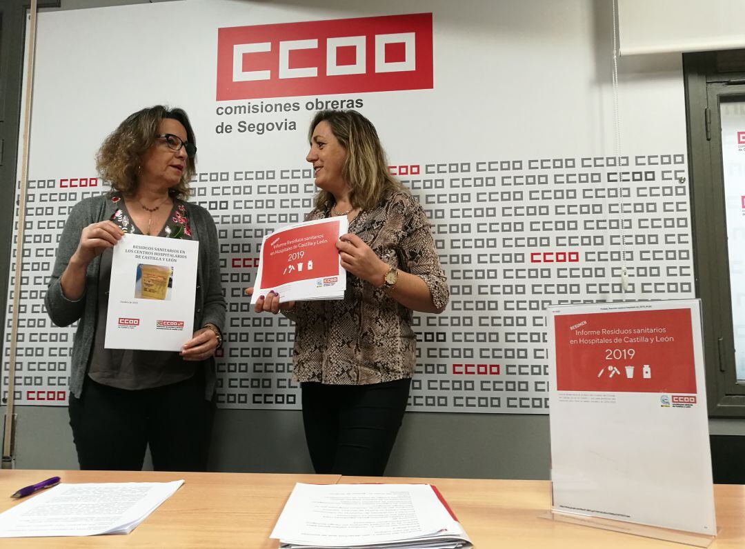 Carmen Martín, responsable de empleo y formación y María Jesús Mateos responsable de Sanidad de Comisiones Obreras durante la presentación del estudio