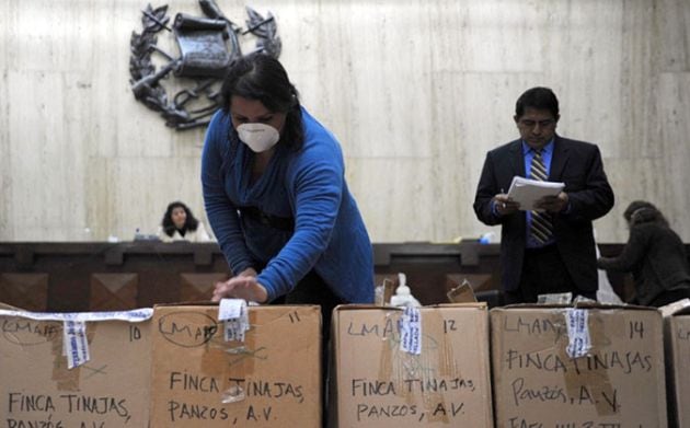 Pruebas presentadas durante el juicio en el Tribunal de Mayor Riesgo de Guatemala en febrero de 2016.