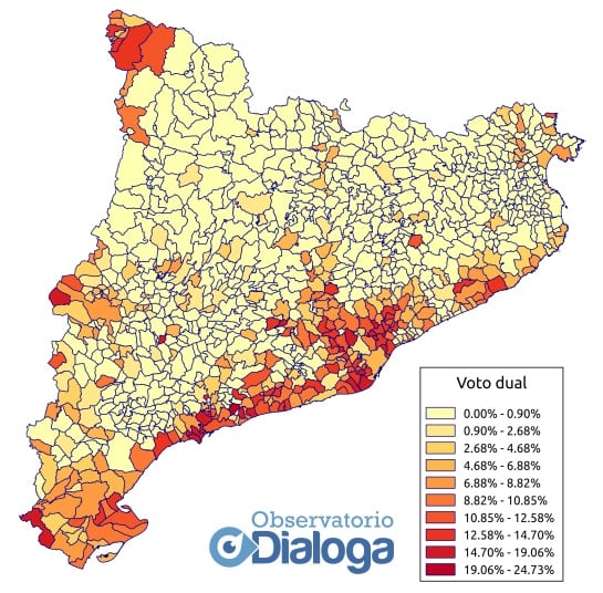 &#039;Voto dual&#039; en Cataluña por municipios