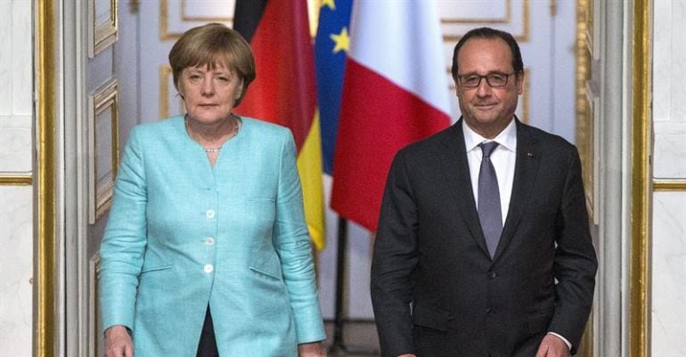 Angela Merkel y François Hollande durante una cumbre franco-germana