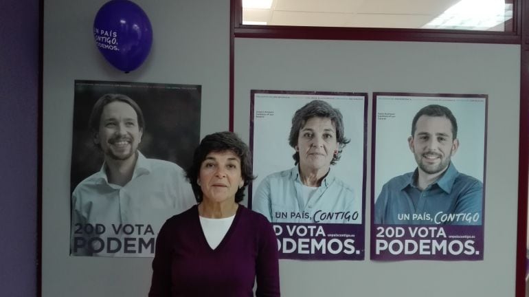 Amparo Botejara en la sede regional de Podemos