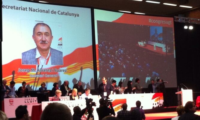 Moment en que Álvarez és reelegit secretari general de la UGT de Catalunya