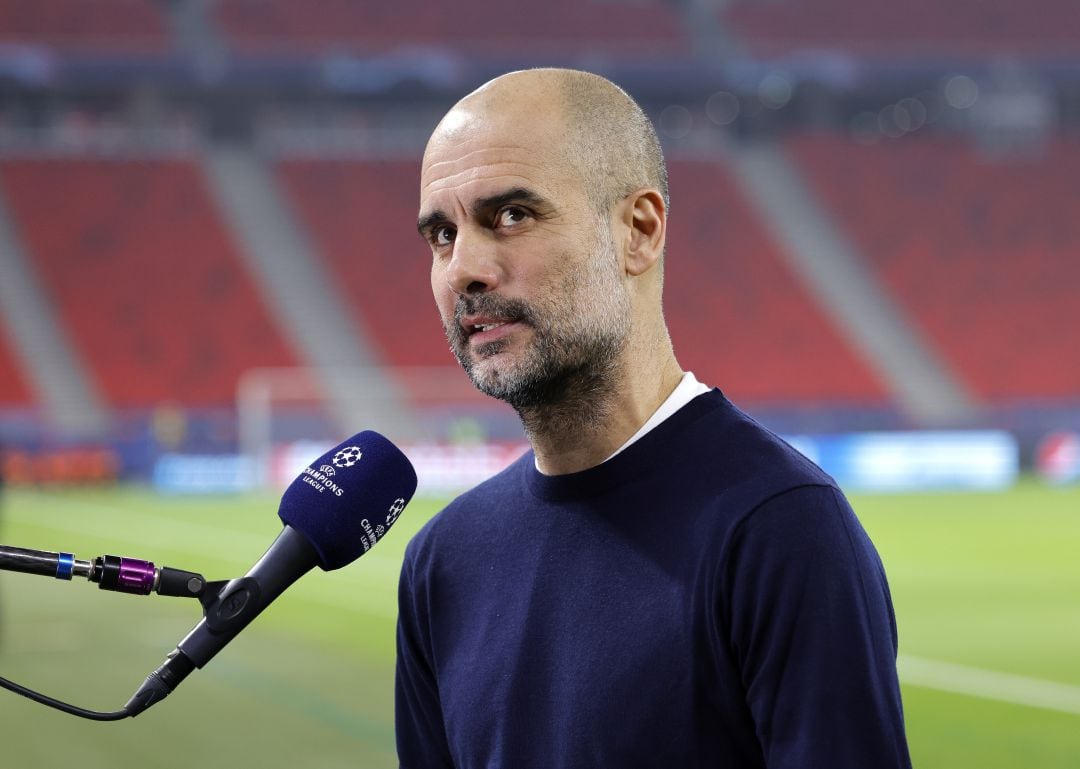 Guardiola, en una entrevista tras la victoria de su equipo en Champions.