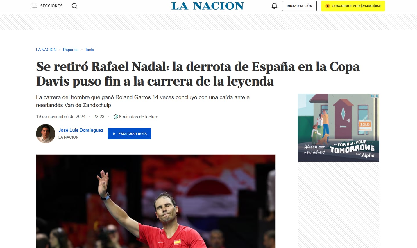 La Nación se despide de Rafa Nadal.