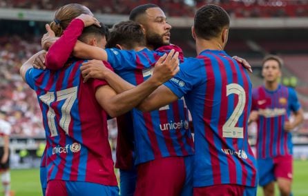 Los jugadores del Barça celebrando un gol frente al Stuttgart