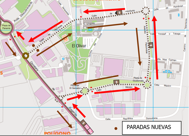 Así será el nuevo recorrido de la Línea 9 a su paso por El Olivar