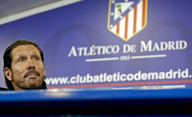 Simeone, durante la rueda de prensa previa al partido ante el Barça