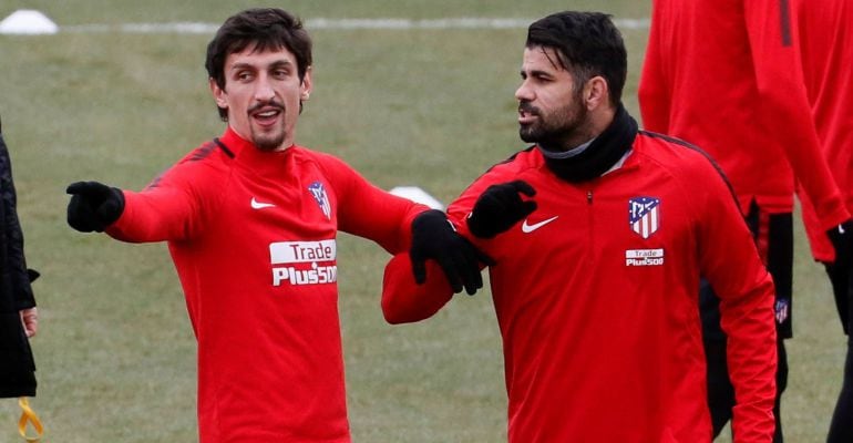 Diego Costa, durante un entrenamiento del Atlético de Madrid