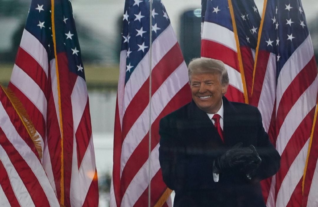 Donald Trump durante las protestas por el resultado electoral, este miércoles