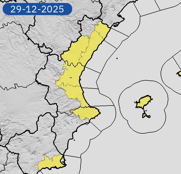 Avisos para hoy. Fuente: AEMET