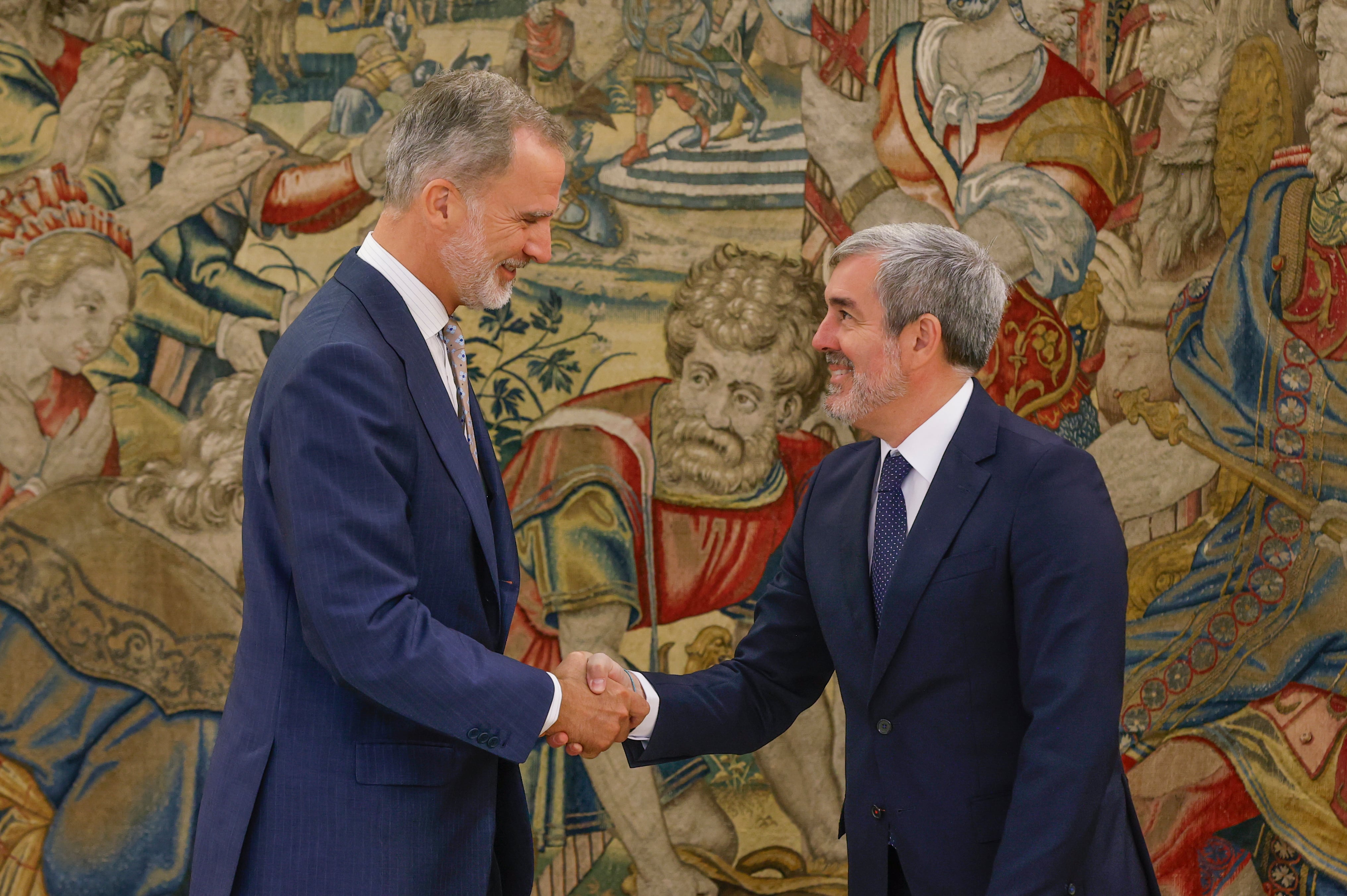 MADRID, 20/09/2023.- El presidente de Canarias, Fernando Clavijo, es recibido en audiencia por el rey Felipe VI en el palacio de la Zarzuela, este miércoles en Madrid. EFE/ Juan Carlos Hidalgo
