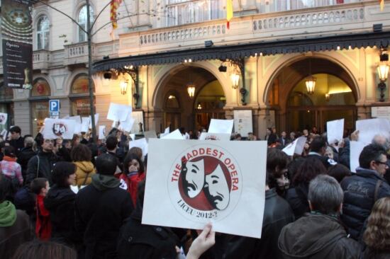 Imatge d'una protesta dels treballadors del Liceu