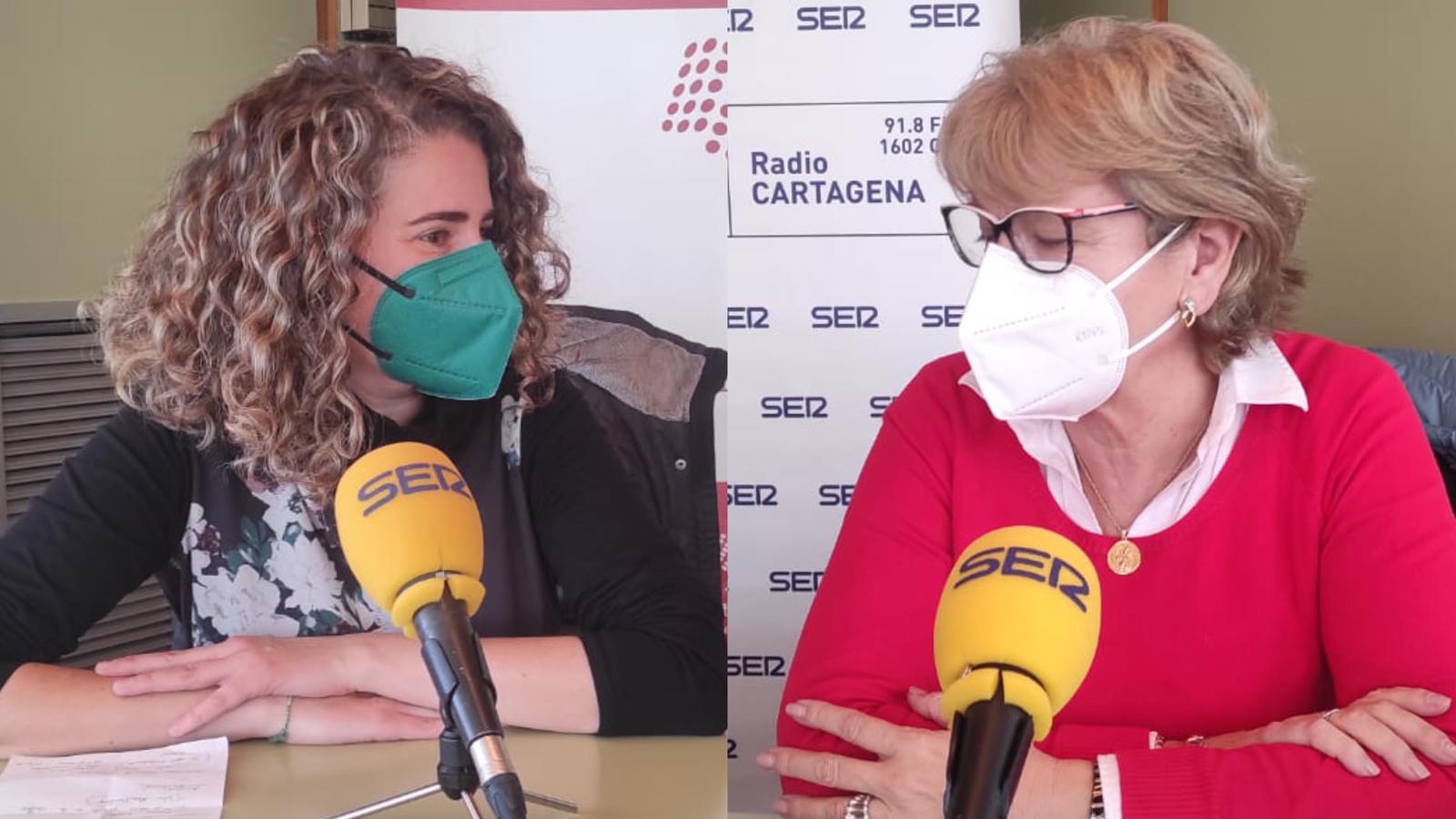 Ana Caballero Corbalán, responsable de voluntariado y solidaridad de la Fundación Jesús Abandonado y Petri García, coordinadora Cáritas Cartagena