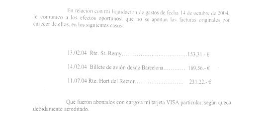 Gastos realizados con su Visa personal que Álvaro Renedo no justificó entre enero y octubre de 2004