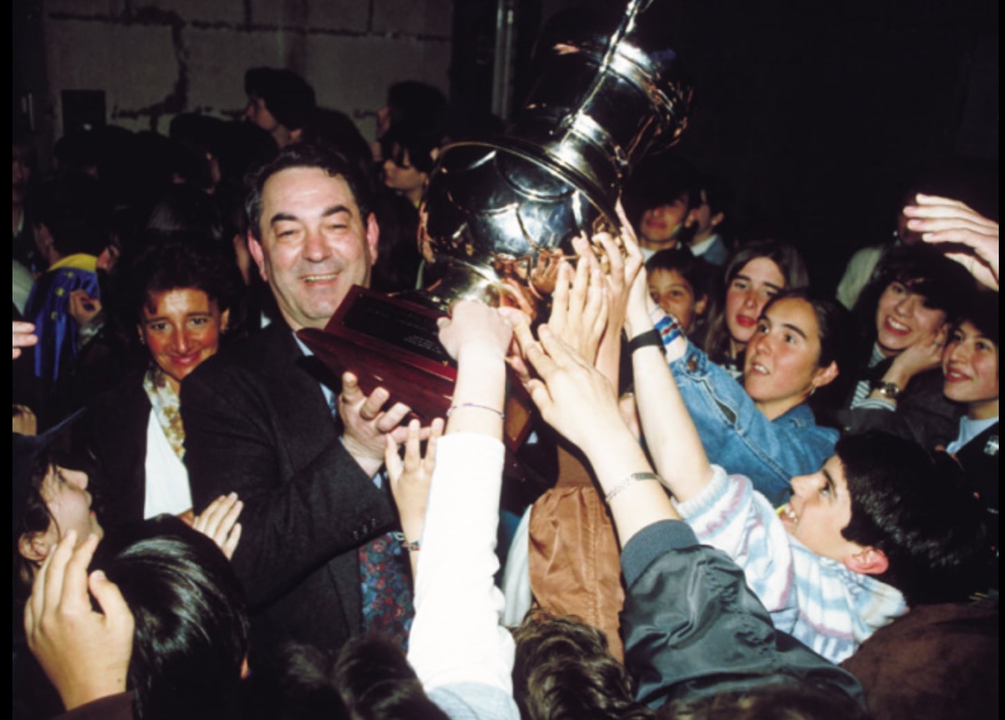 Beñardo García, en una de las celebraciones del Bidasoa Irun.