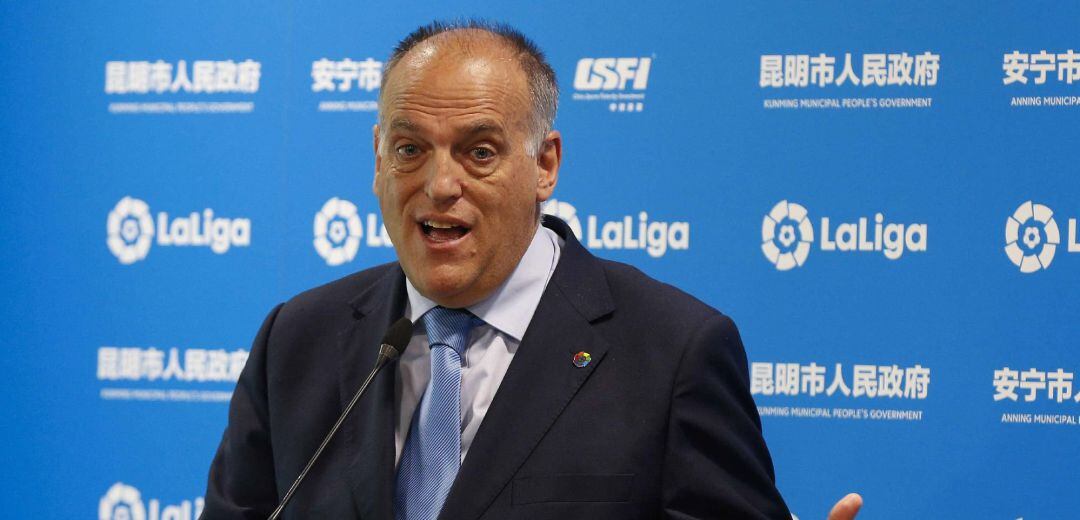 Javier Tebas, durante un acto oficial