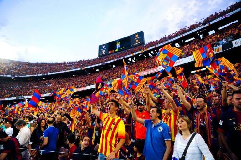 Aficionales culés, en la final de Copa de 2015