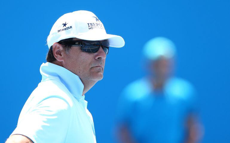 El tío y entrenador personal de Rafael Nada, Toni Nadal, durante un entrenamiento.