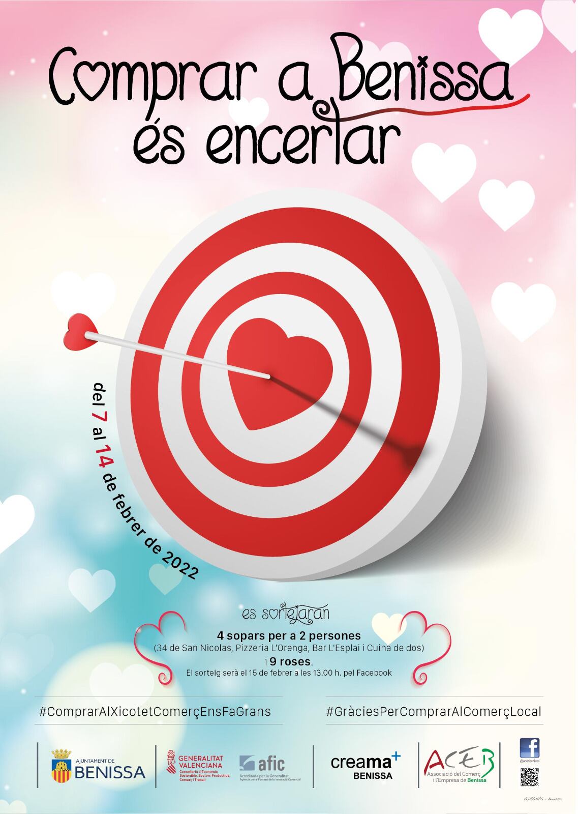 Cartel de la campaña de promoción comercial por San Valentín en Benissa.