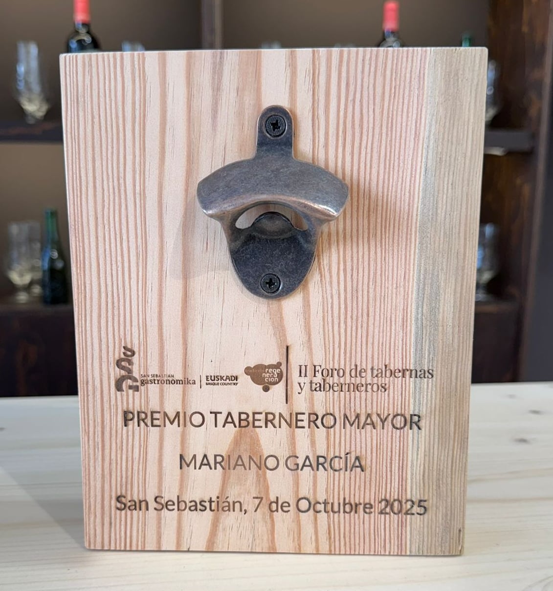 Premio Tabernero Mayor del Año del prestigioso congreso gastronómico San Sebastián Gastronomika