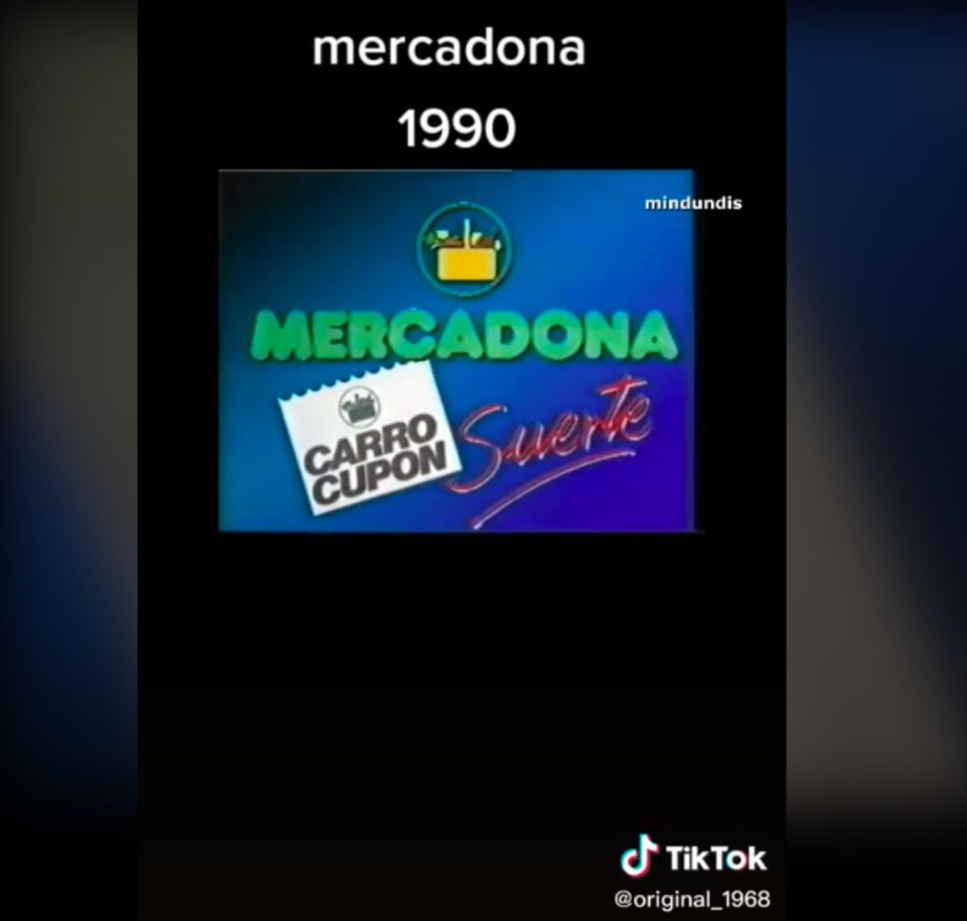 Anuncio del Mercadona de los años 90 subido a juna cuenta de TikTok.