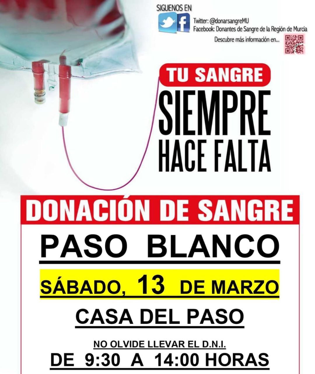 Donación de sangre del Paso Blanco.