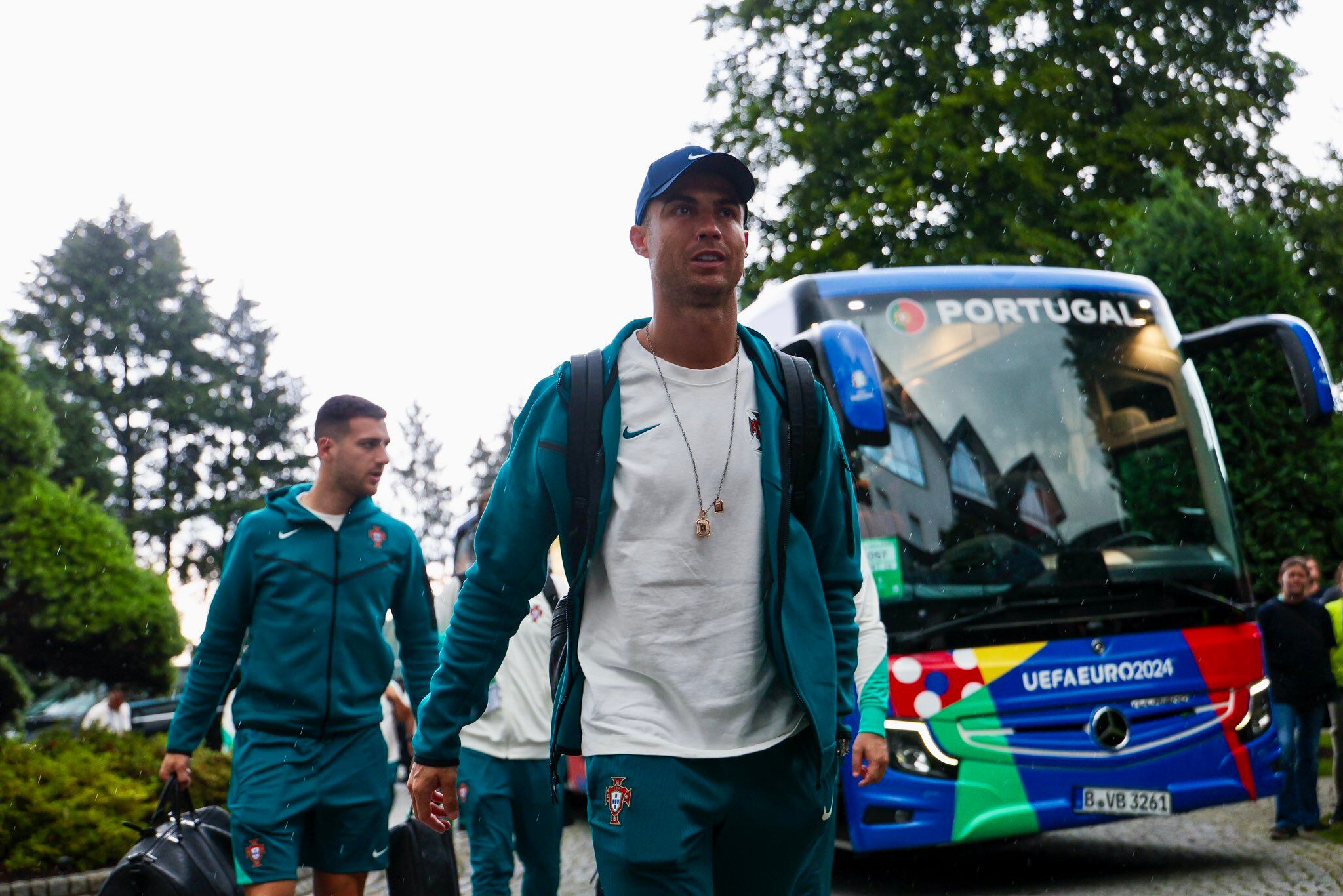 Cristiano Ronaldo en un viaje con la Selección de Portugal.
